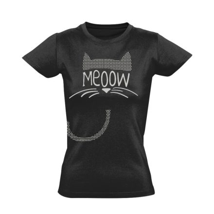 Cuki "pöttyös" macskás női póló (fekete)