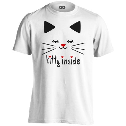 Portré "kitty" macskás férfi póló (fehér)