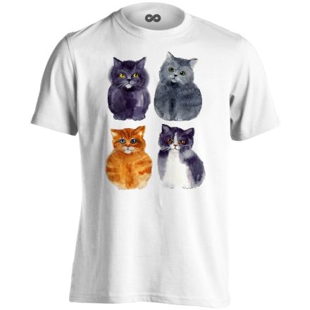 Cuki "csapat" macskás férfi póló (fehér)