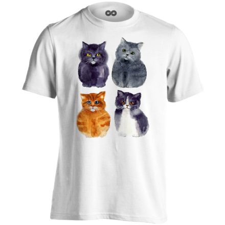 Cuki "csapat" macskás férfi póló (fehér) akciós póló - M