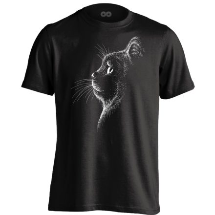 Portré "profil" macskás férfi póló (fekete)