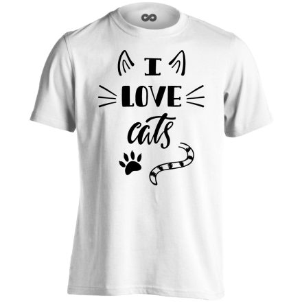 Cuki "lovecats" macskás férfi póló (fehér)