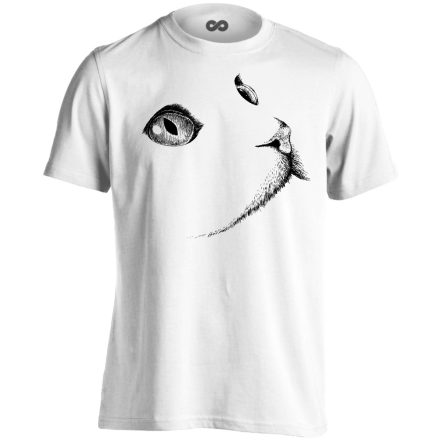 Portré "pillantás" macskás férfi póló (fehér)