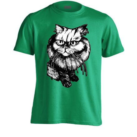 Portré "bajszos" macskás férfi póló (zöld)