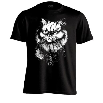 Portré "bajszos" macskás férfi póló (fekete)