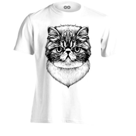 Portré "bundabébi" macskás férfi póló (fehér)