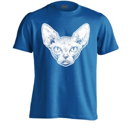 Portré "ráncos" macskás férfi póló (kék)