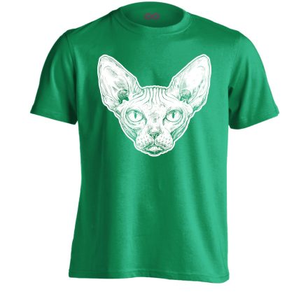 Portré "ráncos" macskás férfi póló (zöld)