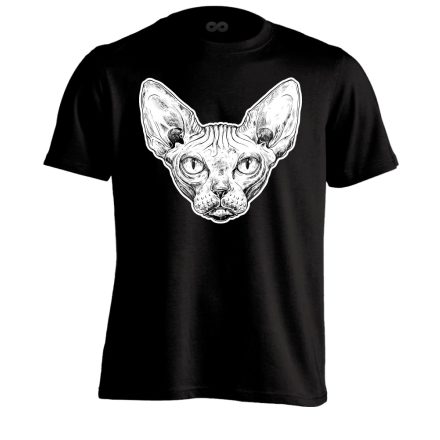 Portré "ráncos" macskás férfi póló (fekete)