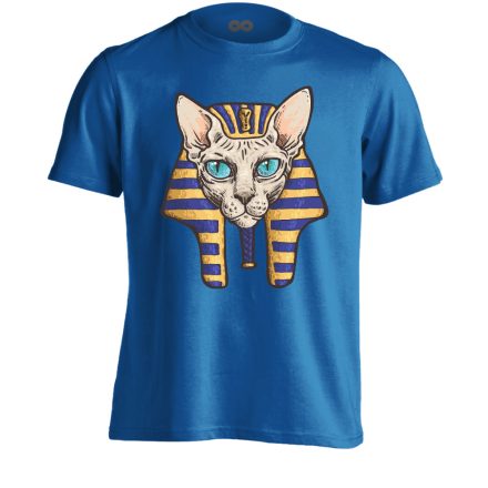 Portré "fáraó" macskás férfi póló (kék)