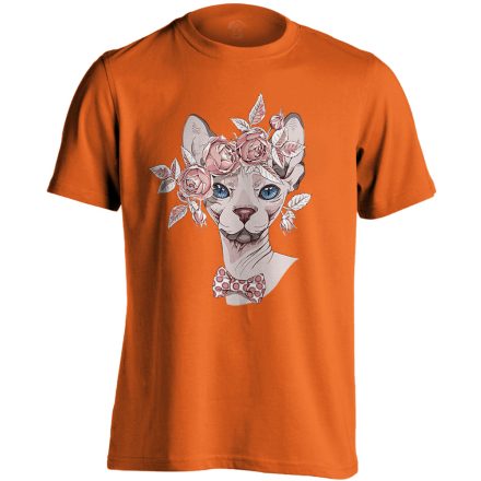 Portré "rózsás" macskás férfi póló (narancssárga)