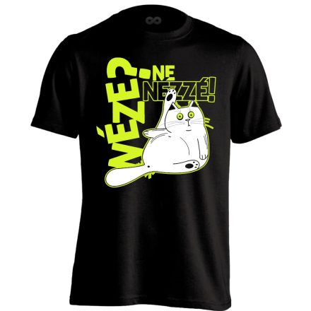 Portré "nenézzé" macskás férfi póló (fekete)