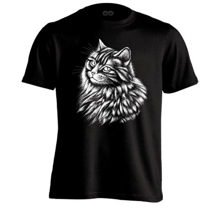 Portré "tincses" macskás férfi póló (fekete)