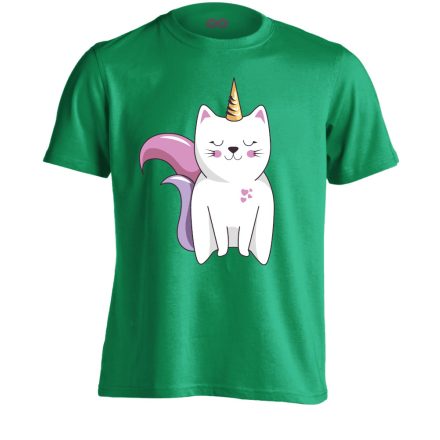 Cuki "macsikornis" macskás férfi póló (zöld)