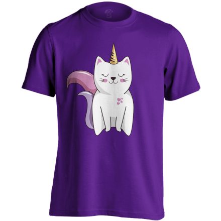 Cuki "macsikornis" macskás férfi póló (lila)