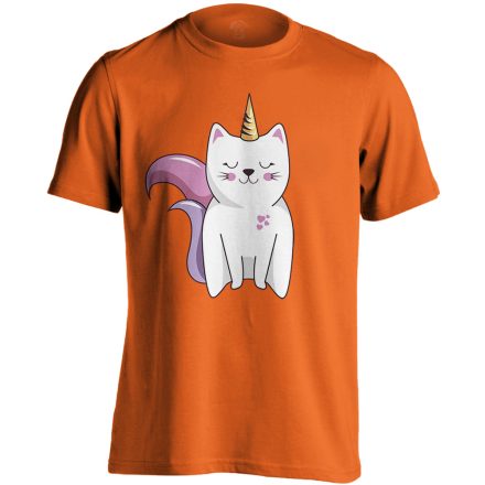 Cuki "macsikornis" macskás férfi póló (narancssárga)