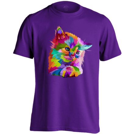 Cuki "színes" macskás férfi póló (lila)