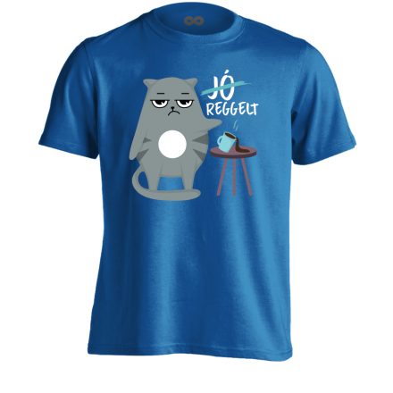 Reggelt macskás férfi póló (kék)