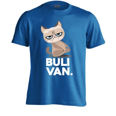 BuliVan macskás férfi póló (kék) akciós póló - M