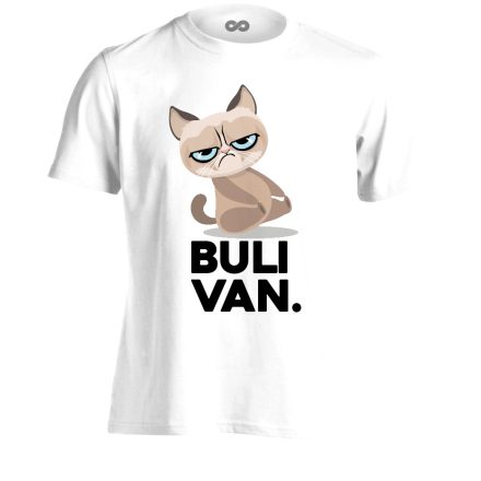 BuliVan macskás férfi póló (fehér)
