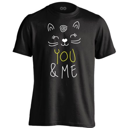 Felirat "te és én" macskás férfi póló (fekete)
