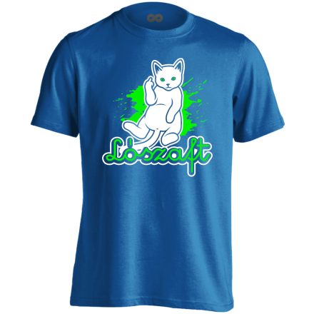 Véleményem macskás férfi póló (kék)