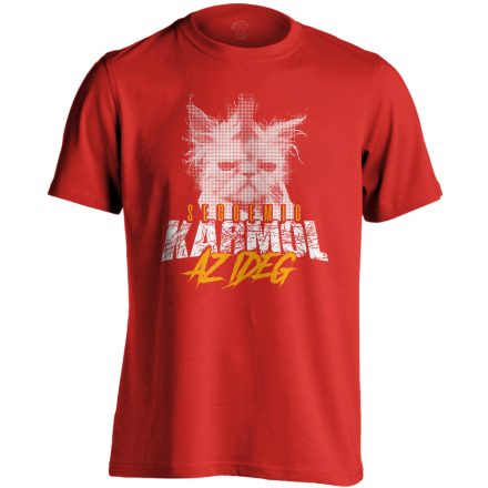 IdegKaparás macskás férfi póló (piros)