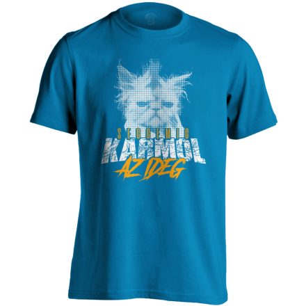 IdegKaparás macskás férfi póló (zafírkék)