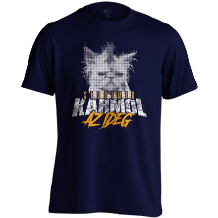 IdegKaparás macskás férfi póló (tengerészkék)