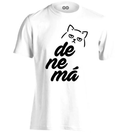 DeNeMá macskás férfi póló (fehér) akciós póló - 2XL