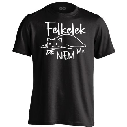 Felkelek, de nem ma macskás férfi póló (fekete)