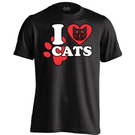 I love cats macskás férfi póló (fekete)
