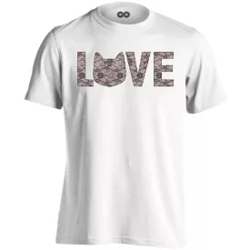 Felirat "love" macskás férfi póló (fehér)