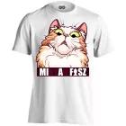 Minyau macskás férfi póló (fehér)