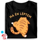 Én léptem macskás férfi póló (fekete)