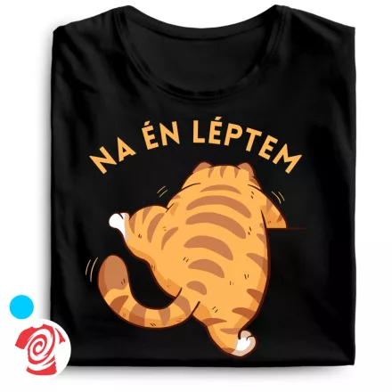 Én léptem macskás férfi póló (fekete)
