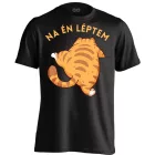 Én léptem macskás férfi póló (fekete)