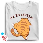 Én léptem macskás férfi póló (fehér)