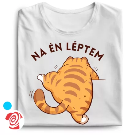 Én léptem macskás férfi póló (fehér)