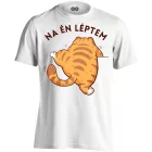 Én léptem macskás férfi póló (fehér)