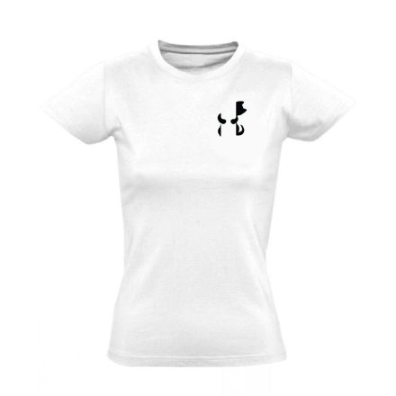 Kitekintés cicás minimalista női póló (fehér)