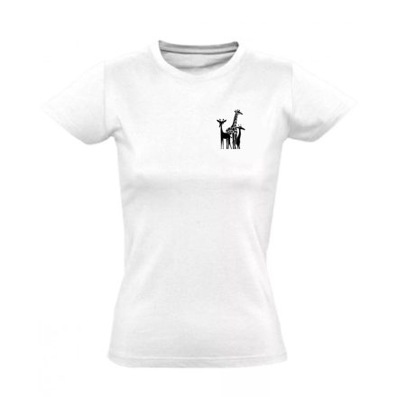 Zsiráf triumvirátus minimalista női póló (fehér)