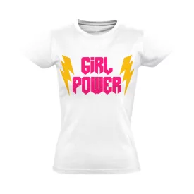   GirlPower "villám" Hajrá csajok! női póló (fehér)