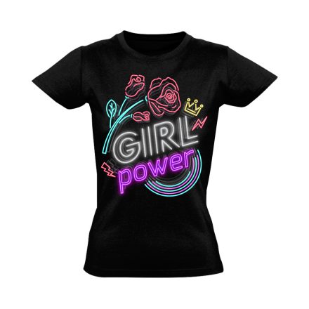 GirlPower "neon"' Hajrá csajok! női póló (fekete)