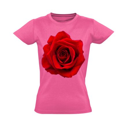 Vörös Rózsa virágos női póló (rózsaszín)