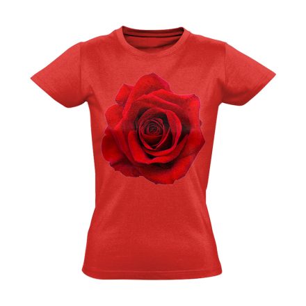 Vörös Rózsa virágos női póló (piros)