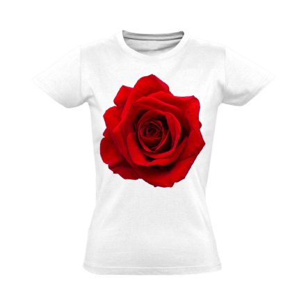 Vörös Rózsa virágos női póló (fehér)