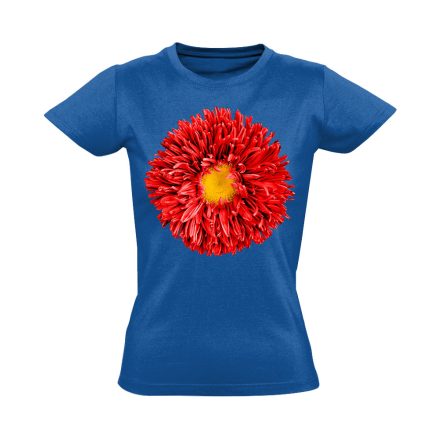 Piros Őszirózsa virágos női póló (kék)