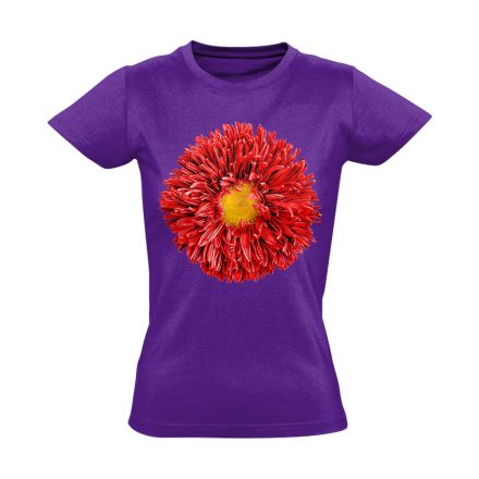 Piros Őszirózsa virágos női póló (lila)