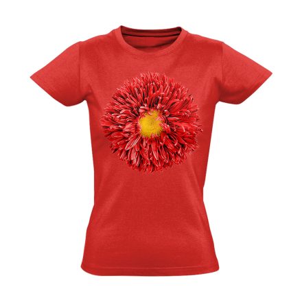 Piros Őszirózsa virágos női póló (piros)